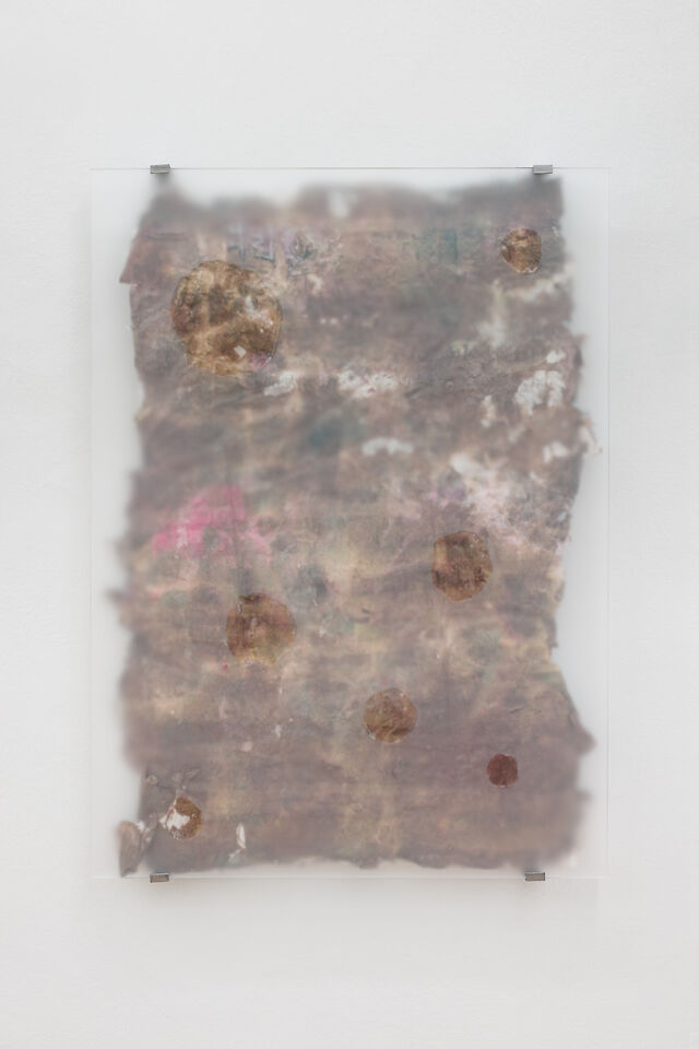 Sandra Mujinga, Slow Water (4), 2023, Plexiglass, paper, acrylic paint, invisible seal glue, 112&nbsp;×&nbsp;82&nbsp;×&nbsp;6 cm