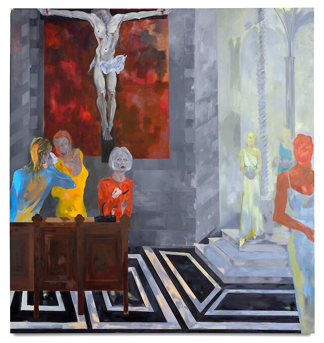 Georgia Gardner Gray, Via Crucis, 2023, oil on canvas, 230&nbsp;×&nbsp;213 cm, photo by Brett Milspaw