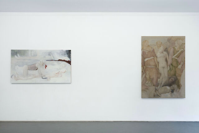 Installation view Soshiro Matsubara and Joanna Woś, Croy Nielsen, Rosa-Luxemburg-Platz, Berlin, 2023. Photo by Joanna Wilk
