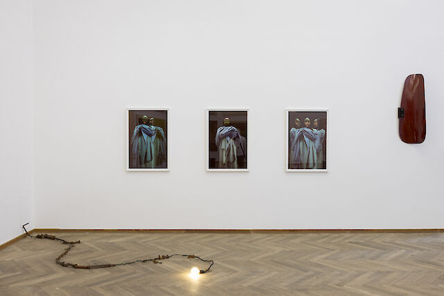 Birke Gorm, Sandra Mujinga, Marie Lund, installation view CHART, Copenhagen, 2023, photo by Jan Søndergaard