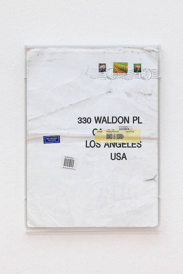 Mandla Reuter, Untitled, 2016/2023, Paper, clear foil, acrylic glass, signed inside the letter, 45&nbsp;×&nbsp;33&nbsp;×&nbsp;2.5 cm